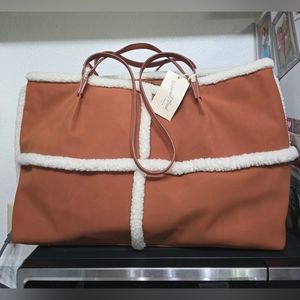 New Universal Thread Brown Shearling Tote Bag XL